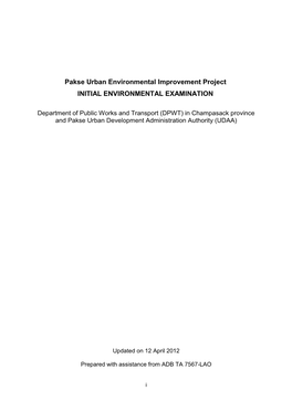 IEE: Lao PDR: Pakse Urban Environmental Improvement Project