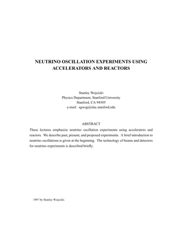 Neutrino Oscillation Experiments Using Accelerators and Reactors