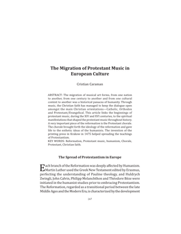 The Migration of Protestant Music in European Culture