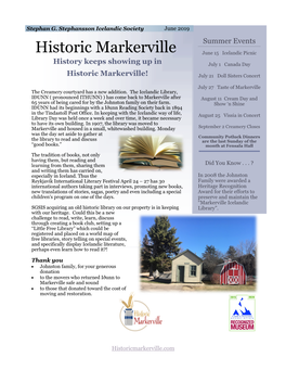 Historic Markerville June 15 Icelandic Picnic