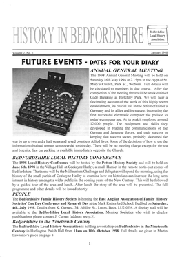 FUTURE EVENTS R Dares for Your Drary AIYIYUAL GEATERAL MEE TI|YG the 1998 Annual General Meeting Will Be Held on Saturday L6th May 1998 at 2.15Pm in the Crypt of St