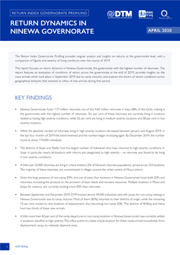 Return Dynamics in Ninewa Governorate April 2020