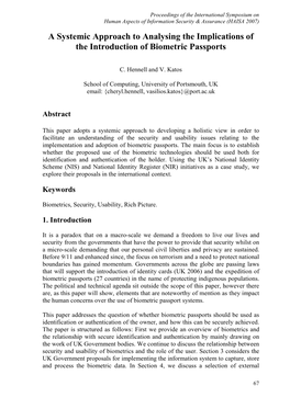 A Systemic Approach to Analysing the Implications of the Introduction of Biometric Passports