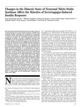 Changes in the Dimeric State of Neuronal Nitric Oxide Synthase