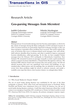 Geoparsing Messages from Microtext