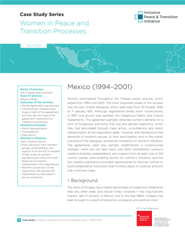 Women in Peace and Transition Processes Mexico (1994–2001)