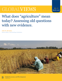 GLOBALVIEWS MAR 2016 What Does “Agriculture” Mean Today? Assessing Old Questions with New Evidence