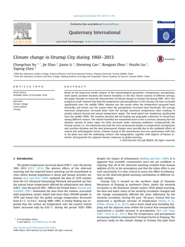 Climate Change in Urumqi City During 1960￢ﾀﾓ2013