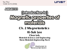 Ch. 2 Magnetostatics Ki-Suk Lee Class Lab
