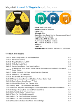 Megadeth Arsenal of Megadeth Mp3, Flac, Wma