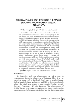 The New Pseudo-Sufi Order of the Majelis Shalawat