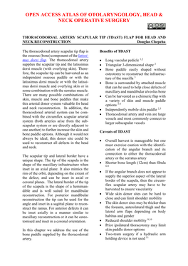THORACODORSAL ARTERY SCAPULAR TIP (TDAST) FLAP for HEAD and NECK RECONSTRUCTION Douglas Chepeha