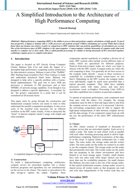 A Simplified Introduction to the Architecture of High Performance Computing