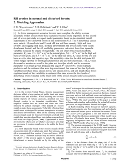 Rill Erosion in Natural and Disturbed Forests: 2. Modeling Approaches J