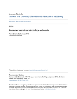 Computer Forensics Methodology and Praxis