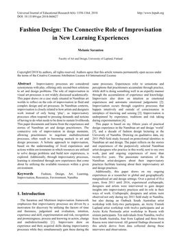 Fashion Design: the Connective Role of Improvisation in New Learning Experiences