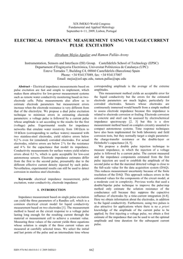 Electrical Impedance Measurement Using Voltage/Current Pulse Excitation