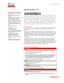 Oracle Netra SPARC T4-1 Data Sheet
