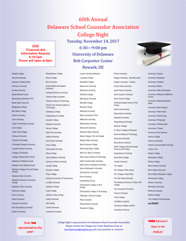 60Th Annual Delaware School Counselor Association College Night