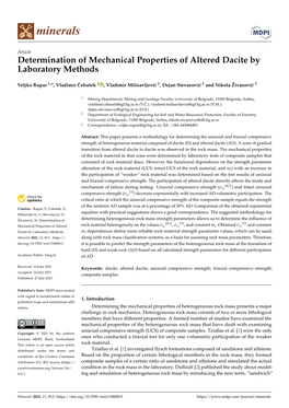 Determination of Mechanical Properties of Altered Dacite by Laboratory Methods