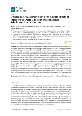 Descriptive Psychopathology of the Acute Effects of Intravenous Delta-9