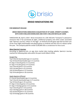 Brisio Innovations Inc