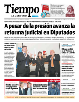 A Pesar De La Presión Avanza La Reforma Judicial En Diputados Desde Las ONG Vinculadas a Clarín Y Al PRO Continúa El Fuerte Lobby Mediático Contra 12 Legisladores