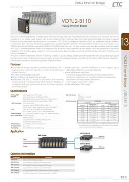VDTU2-B110 VDSL2 Ethernet Bridge