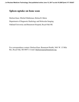 Splenic Uptake on Bone Scan