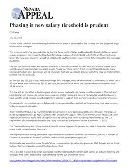 Phasing in New Salary Threshold Is Prudent