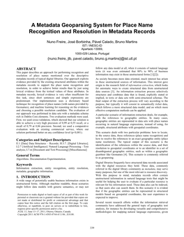 A Metadata Geoparsing System for Place Name Recognition and Resolution in Metadata Records