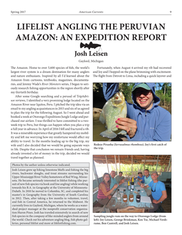 Lifelist Angling the Peruvian Amazon: an Expedition Report Josh Leisen