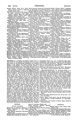 CHESHIRE. [ KELLY's Burges Robert Evans B..A.., M.D., Hoole Literary Institution (Frederick Phillips William Edwin, Commission M.Ch., M