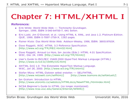 Chapter 7: HTML/XHTML I