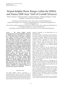 Striped Dolphin Home Ranges Within the IMMA and Natura 2000 Area
