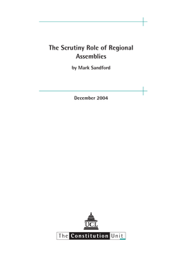 The Scrutiny Role of Regional Assemblies