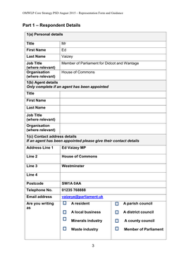 Part 1 – Respondent Details