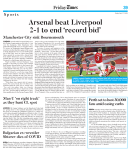 Arsenal Beat Liverpool 2-1 to End 'Record Bid'