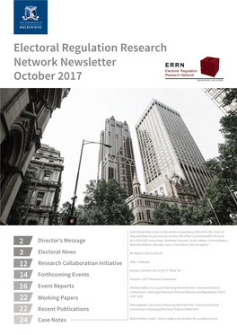 Electoral Regulation Research Network Newsletter October 2017