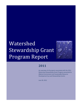 Watershed Stewardship Grant Program Report