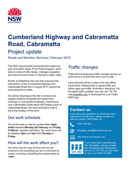 Cumberland Highway and Cabramatta Road, Cabramatta Project Update Roads and Maritime Services | February 2018