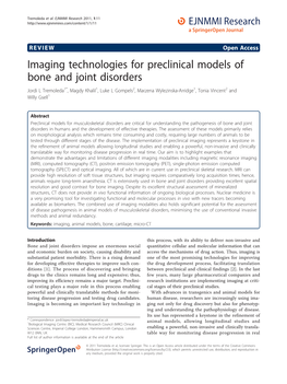 Imaging Technologies for Preclinical Models of Bone and Joint Disorders