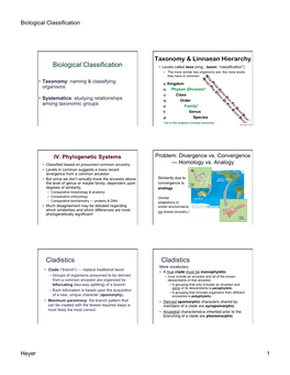 Biological Classification Cladistics Cladistics