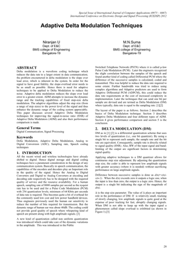 Adaptive Delta Modulation Techniques