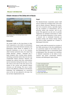 Climate Relevance of the Zehlau Mire in Russia