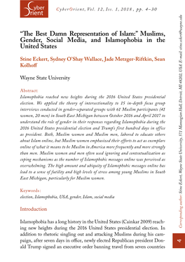 Muslims, Gender, Social Media, and Islamophobia in the United States