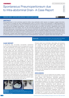 Spontaneous Pneumoperitoneum Due to Intra-Abdominal Drain One Week Postprocedure