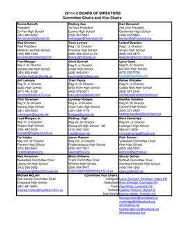 BOD Committee Chairs and Vice Chairs