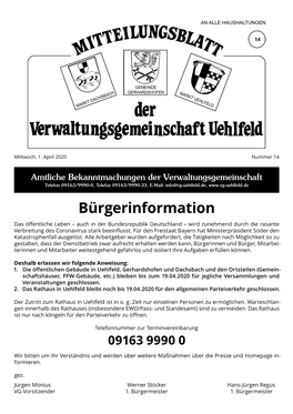 Mitteilungsblatt KW 14 2020