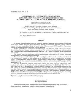 Aspergillus Fla Vus Infection and Aflatoxin Contamination in Peanuts at Various Stages of the Delivery Chains in Cianjur Regency, West Java, Indonesia